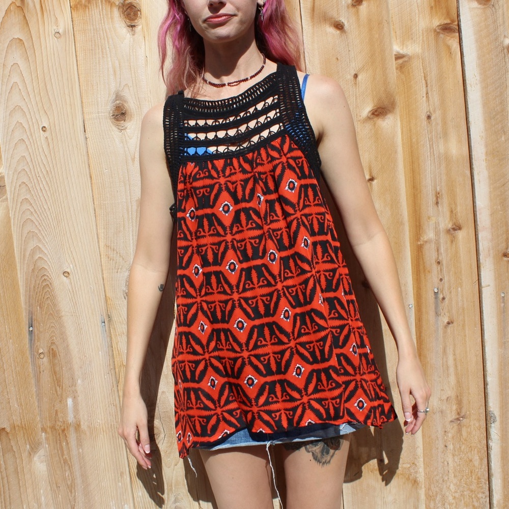 Black + Orange 🍊 Patterned High Neck Kit Top